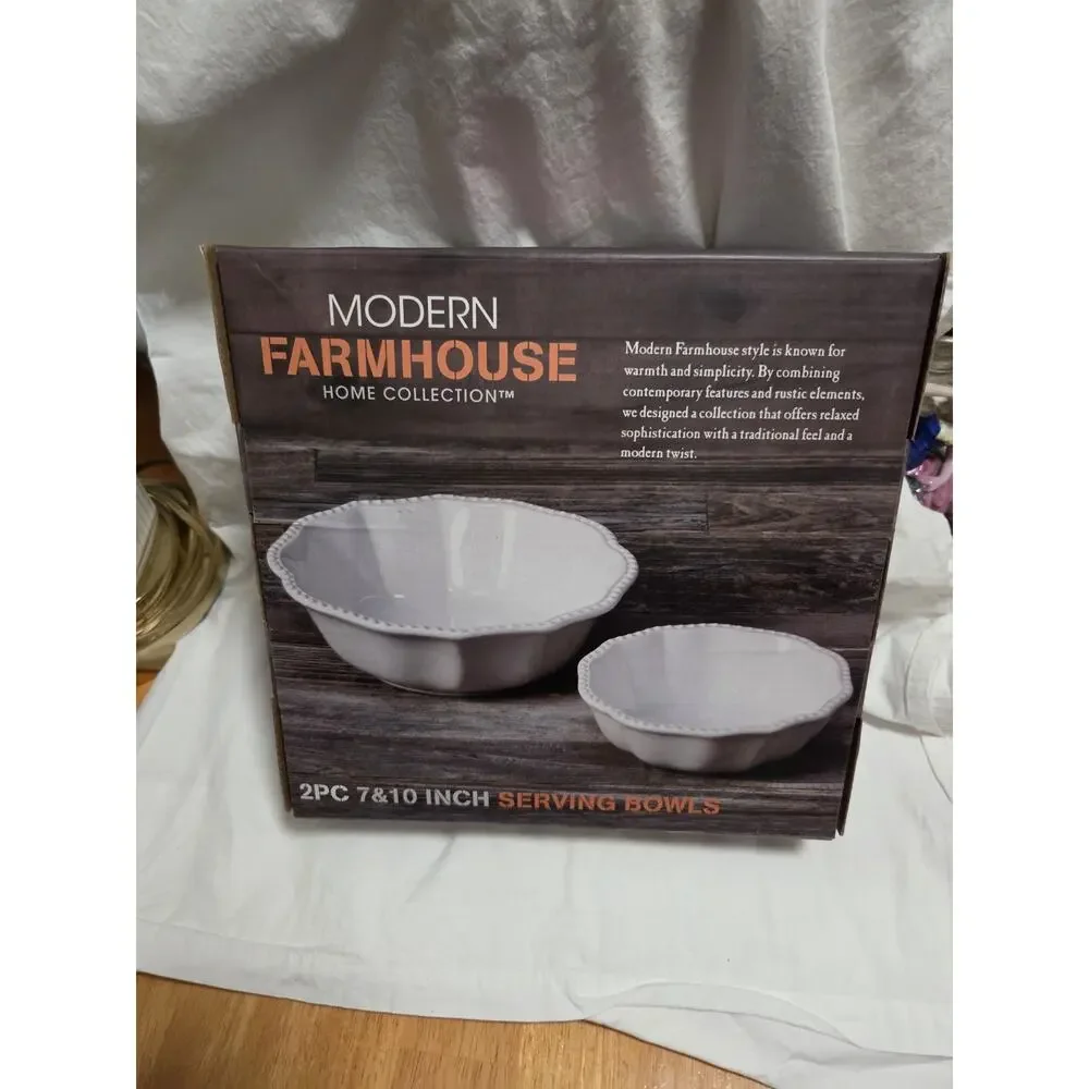 2 Piece Modern Farmhouse Serving Bowl Set 7